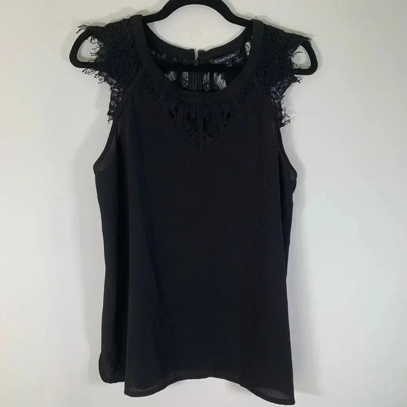 41 Hawthorn Tops - 41 Hawthorn Blouse Women’s Large Black Lace Trim Top